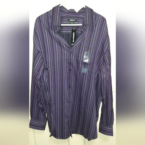 strapless open back dress Comfort Stretch Non-Iron Stripe Dress Shirt With Contrast Trim - Purple main image 0